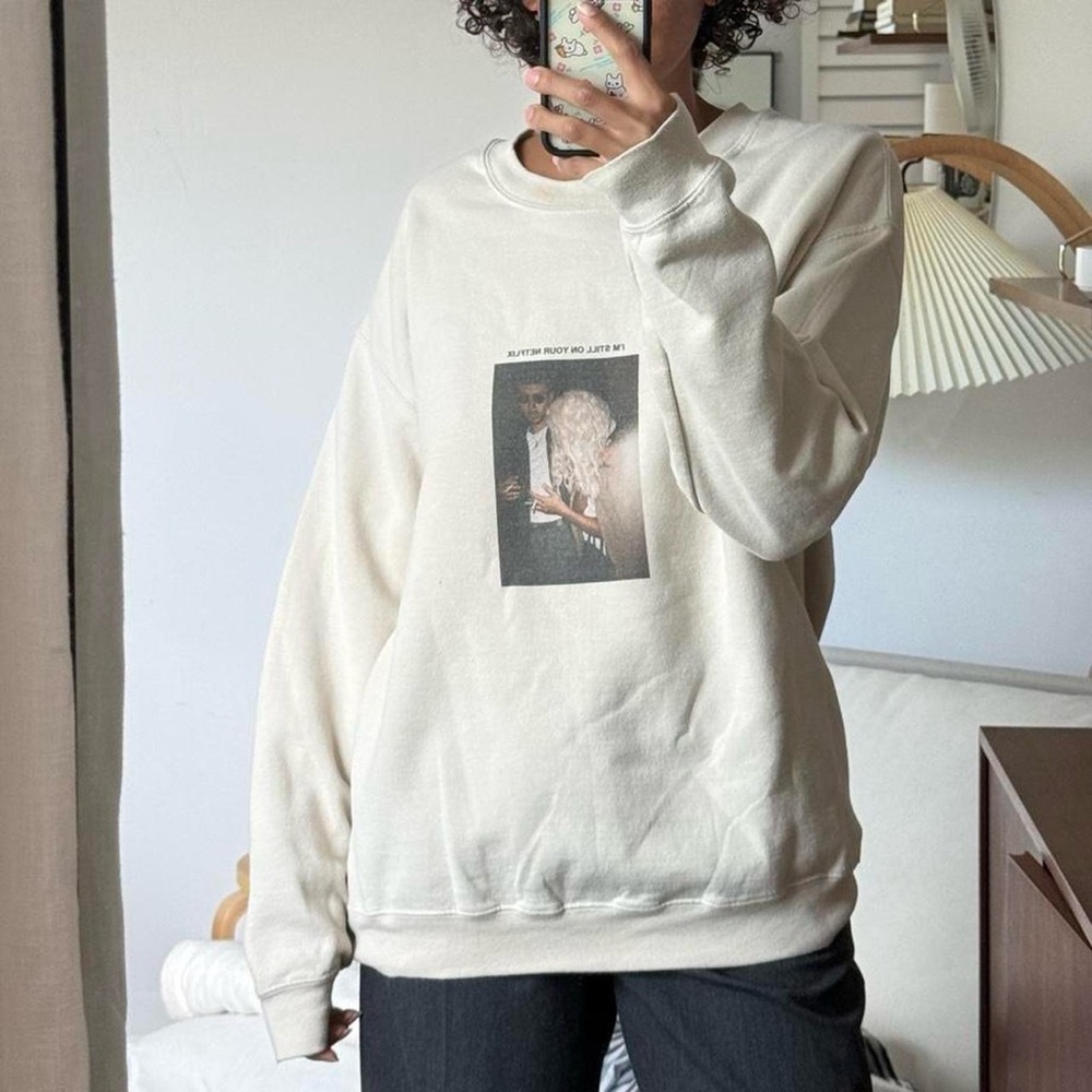 Cream Graphic Crewneck Sweatshirt